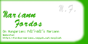 mariann fordos business card